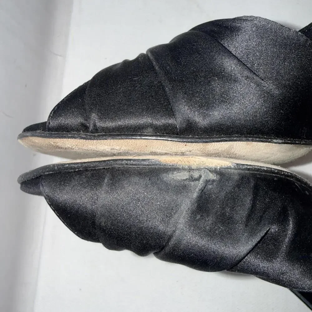 Butter For Diane B Satin Peep Toe Italian Black Minimalist Pumps‎ Heels Size 9